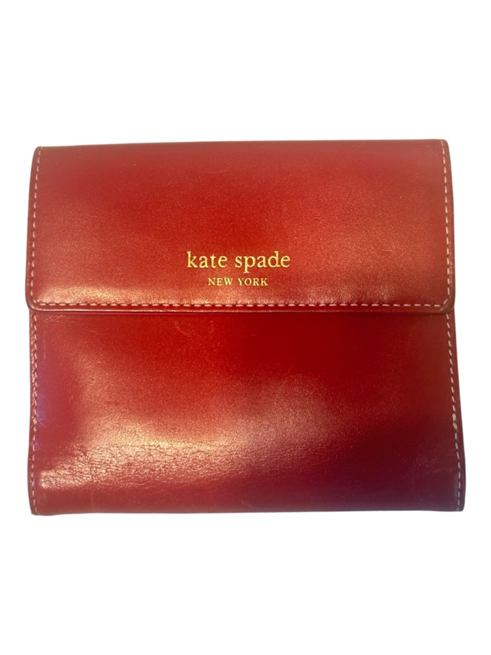 kate spade Red Leather Bifold Wallet with Gold Logo- like new